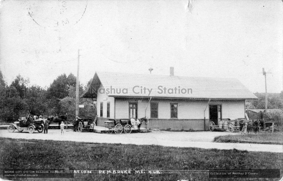 Postcard: Railroad Station, Pembroke, Maine